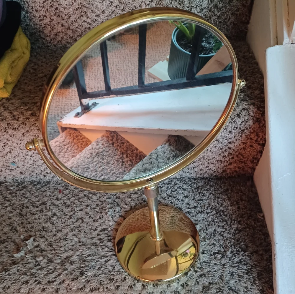 Vintage Brass Makeup Magnifying Mirror